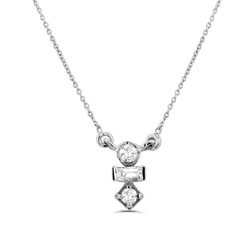 0.15Ct Stack Lab Grown Diamond Necklace Pendant For Women (6X2.75Mm)