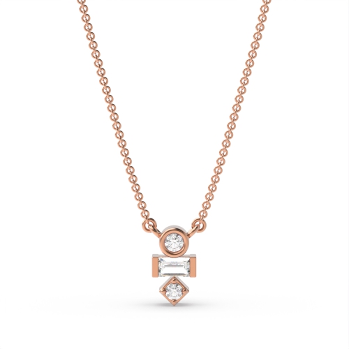 Pave Setting Round Rose Gold Stack Delicate Pendant Necklaces