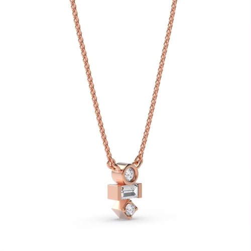 Pave Setting Round Rose Gold Stack Delicate Pendant Necklaces