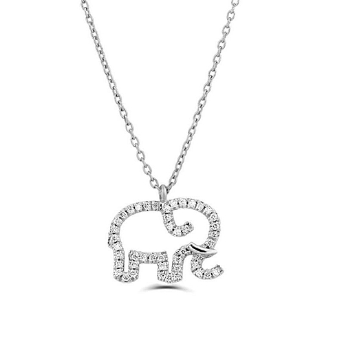 Pave Setting Round Elephant Designer Pendant Necklace