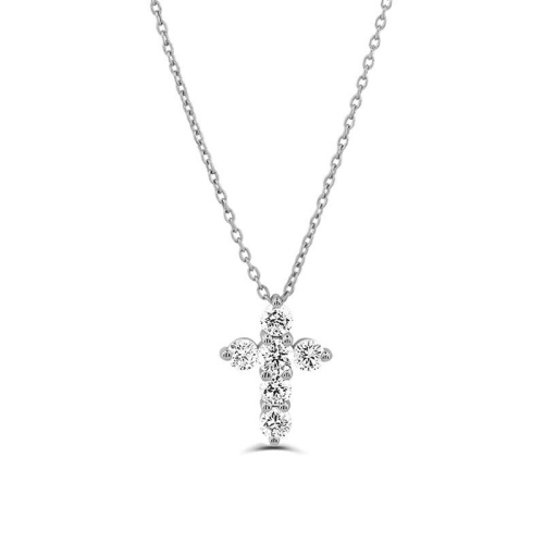 0.1Ct Cross Diamond Necklace Pendant for Women (10.75X8Mm)