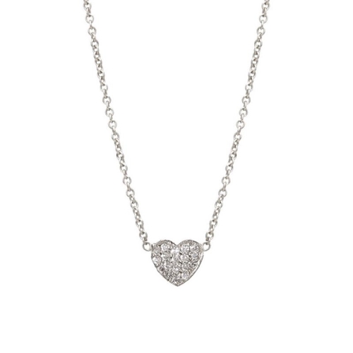 0.1Ct Solid Heart Shape Lab Grown Diamond Necklace Pendant for Women (6X6Mm)