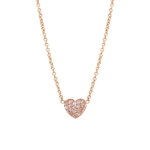Pave Setting Round Rose Gold Cluster Delicate Pendant Necklaces