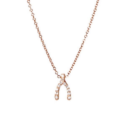 0.1Ct Wishbone Diamond Necklace Pendant For Women (6X6Mm)