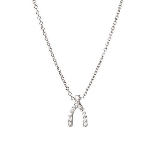 0.1Ct Wishbone Lab Grown Diamond Necklace Pendant For Women (6X6Mm)