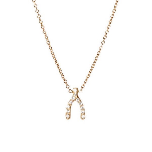 0.1Ct Wishbone Diamond Necklace Pendant for Women (6X6Mm)
