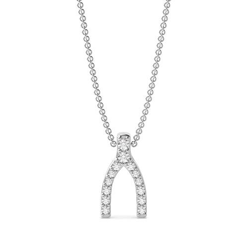 Pave Setting Round Wishbone Pendant Necklaces
