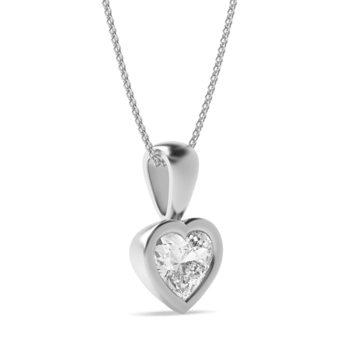 Prong Heart Solid Bale Solitaire Pendant Necklace