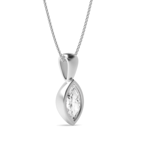 Bezel Setting Marquise Solid Bale Solitaire Pendant Necklace