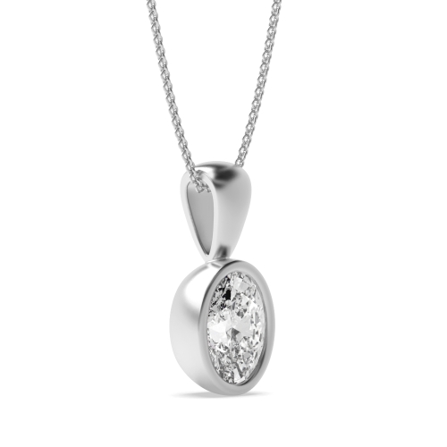 Bezel Setting Oval Solid Bale Solitaire Pendant Necklace