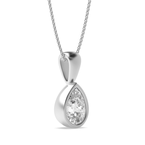 Prong Pear Solid Bale Solitaire Pendant Necklace