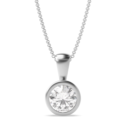 1 carat Bezel Set Solid Bale Round Shape Solitaire Diamond Necklace