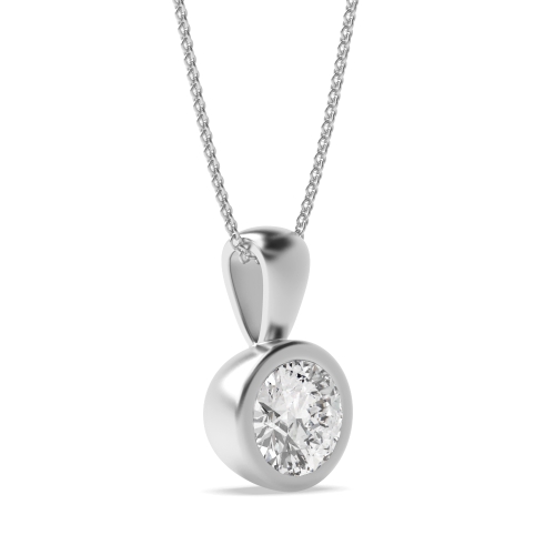 Bezel Setting Round Solid Bale Solitaire Pendant Necklace
