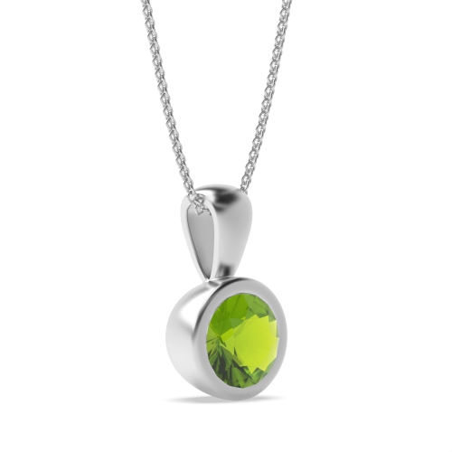 Bezel Setting Solid Bale Peridot Solitaire Pendant Necklace