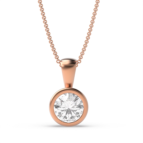 Bezel Setting Rose Gold Solid Bale Solitaire Pendant Necklace