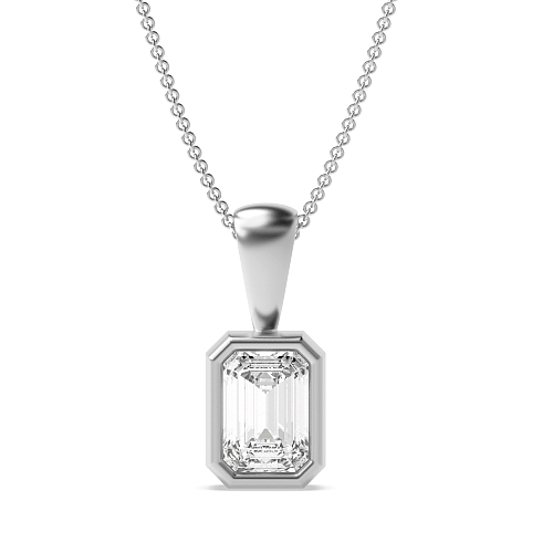 Bezel Setting Emerald Solid bale Pendant Necklaces