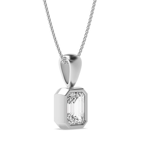 Bezel Setting Emerald Solid bale Pendant Necklaces