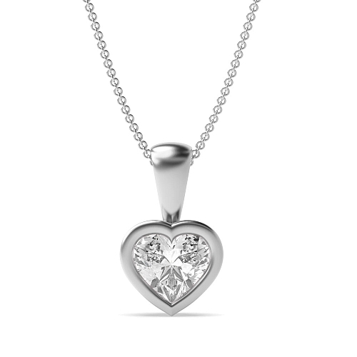 Prong Heart Solid bale Pendant Necklaces