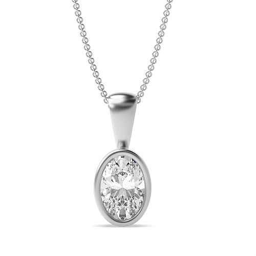 Bezel Setting Oval Solid bale Pendant Necklaces