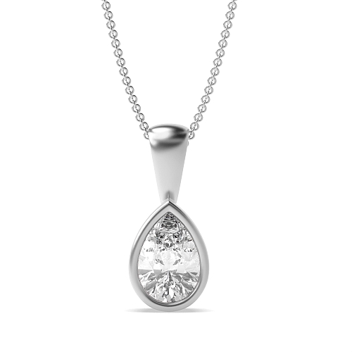 Prong Pear Solid bale Pendant Necklaces
