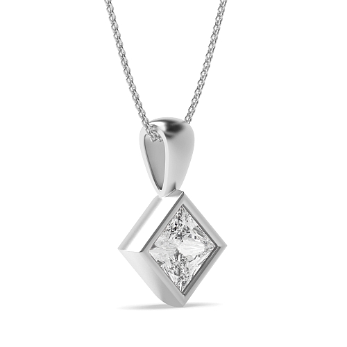 Bezel Setting Princess Solid bale Pendant Necklaces
