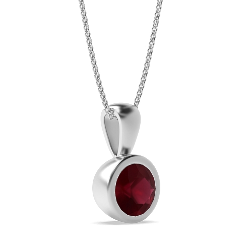 Bezel Setting Solid bale Ruby Pendant Necklaces