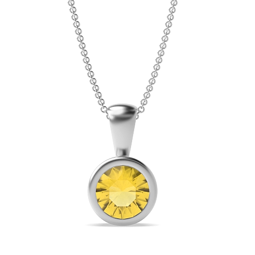 Bezel Setting Solid bale Topaz Pendant Necklaces