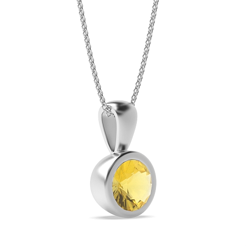 Bezel Setting Solid bale Topaz Pendant Necklaces