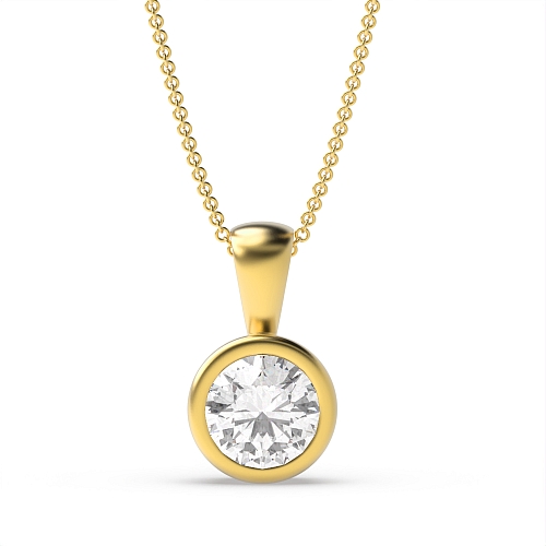 Bezel Setting Yellow Gold Solid bale Pendant Necklaces
