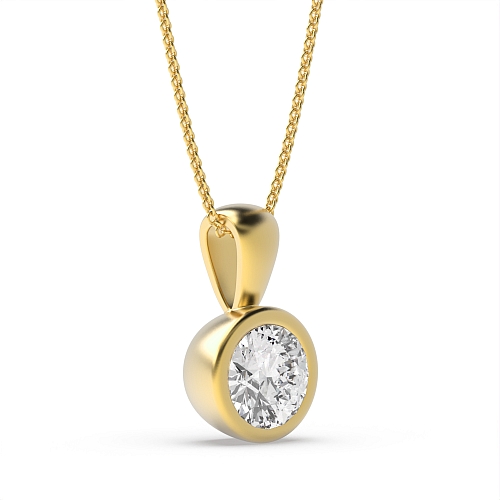 Bezel Setting Yellow Gold Solid bale Pendant Necklaces