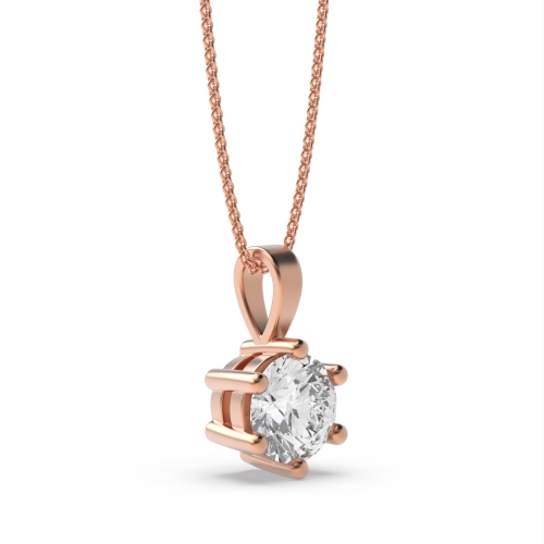 6 Prong Rose Gold Solitaire Pendant Necklace