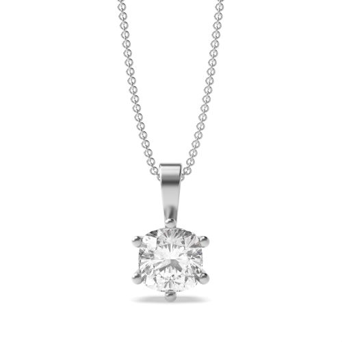 Flower Style Setting Round Shape Solitaire Diamond Necklace