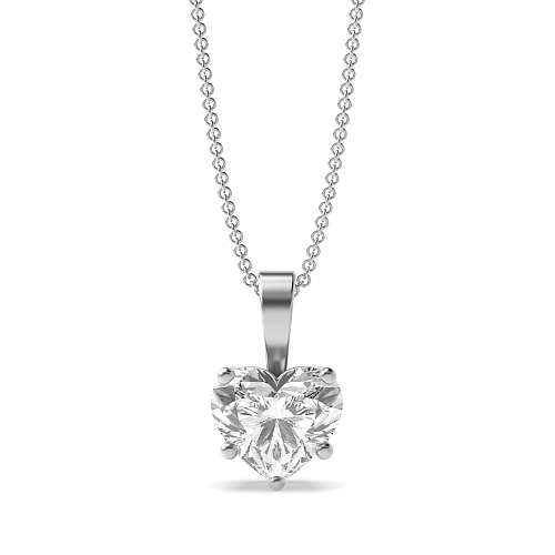 Prong Heart Solid bale Pendant Necklaces