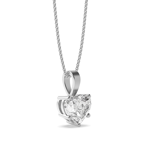 Prong Heart Solid bale Pendant Necklaces