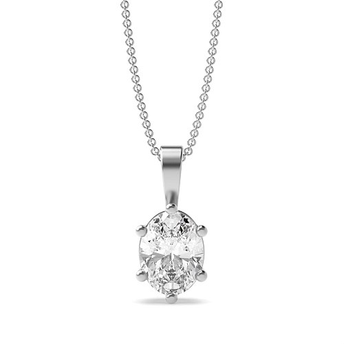 6 Prong Oval Solid bale Pendant Necklaces