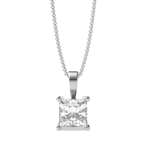 6 Prong Princess Solid bale Pendant Necklaces