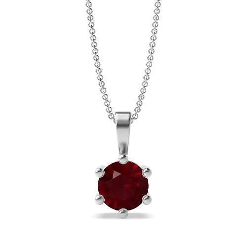 6 Prong Solid bale Ruby Pendant Necklaces