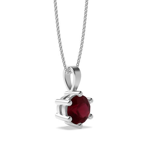 6 Prong Solid bale Ruby Pendant Necklaces