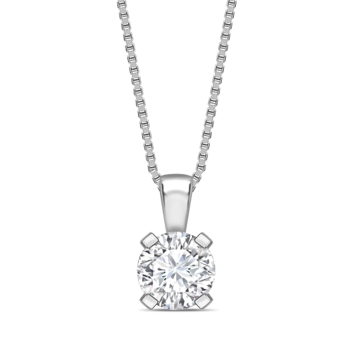 Square Shape Claws Round Shape Solitaire Moissanite Necklace