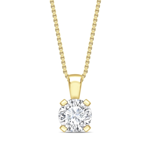 Square Shape Claws Round Shape Solitaire Diamond Necklace