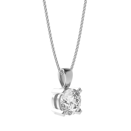 5 carat  4 Prong Round Square Lab Grown Diamond Pendant Necklaces