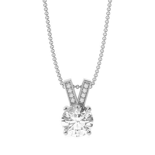 5 carat  4 Prong Round V shaped bale Lab Grown Diamond Pendant Necklaces