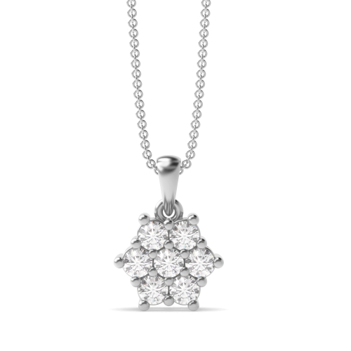 1 carat 7 Diamonds Star Cluster Round Shape Cluster Diamond Pendant Necklace