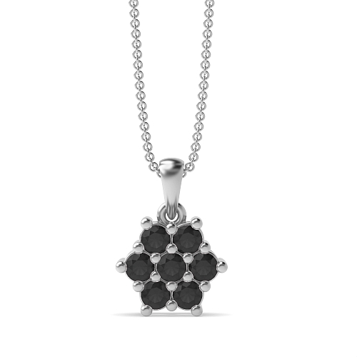 4 Prong Round Star Black Diamond Pendant Necklaces