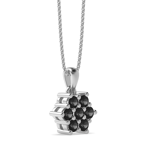 4 Prong Round Star Black Diamond Pendant Necklaces
