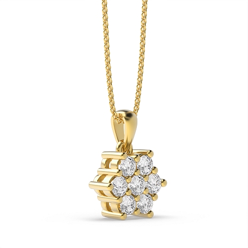 4 Prong Round Yellow Gold Star Pendant Necklaces