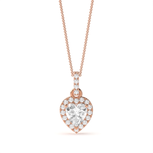       Studded Loop Dangling Heart Shape Halo Diamond Necklace