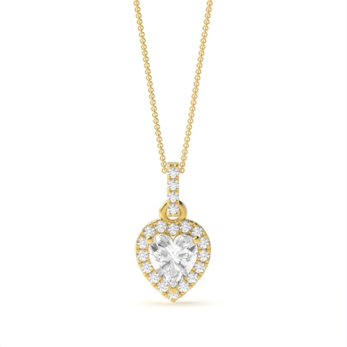 Studded Loop Dangling Heart Shape Halo Diamond Necklace