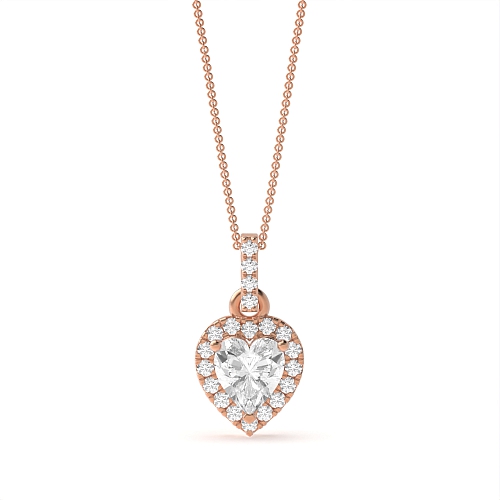 Prong Heart Rose Gold Loop dangling Pendant Necklaces
