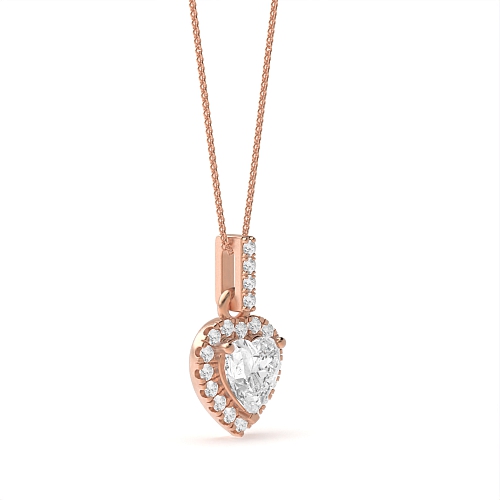 Prong Heart Rose Gold Loop dangling Pendant Necklaces